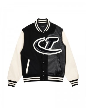 Trapstar Hyperdrive T Chenille Varsity Jacket Black/White | NJCV10749