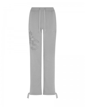 Trapstar TS-Star Silver Satin Applique Loose Fit Joggers Grey | CNOX42596