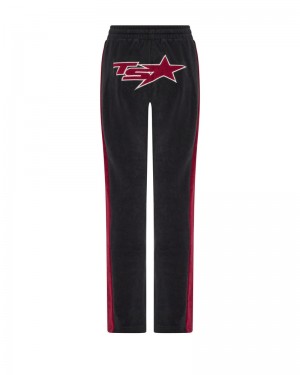 Trapstar TS-Star Velour Track Bottoms Burgundy | EGKO86540