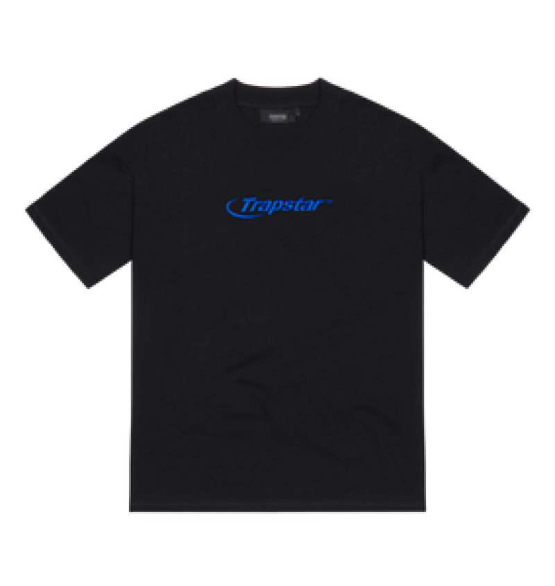 Trapstar Hyperdrive Embroidered Tee Black/Blue | KWZH54201