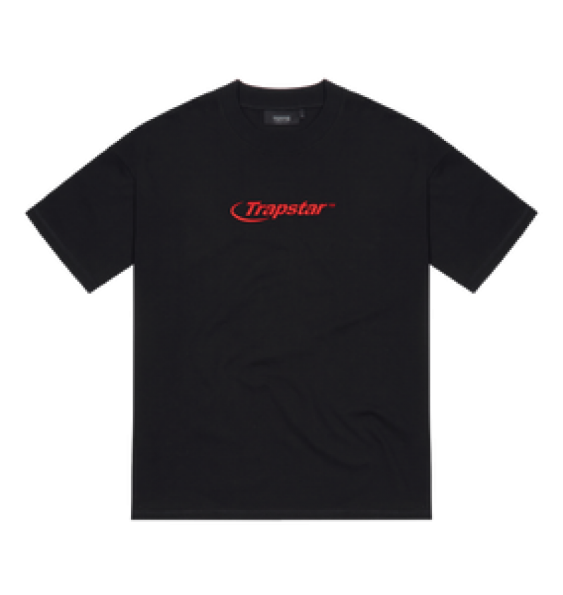 Trapstar Hyperdrive Embroidered Tee Black/Red | RTHA85734