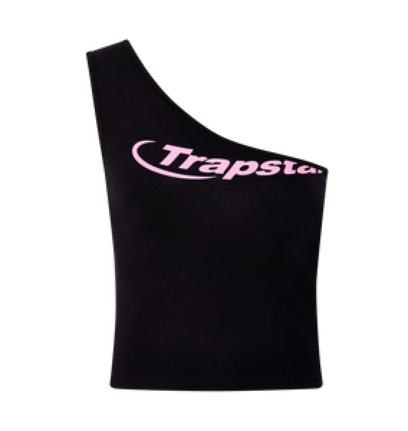 Trapstar Hyperdrive One Shoulder Vest Black/Pink | VUGL85427