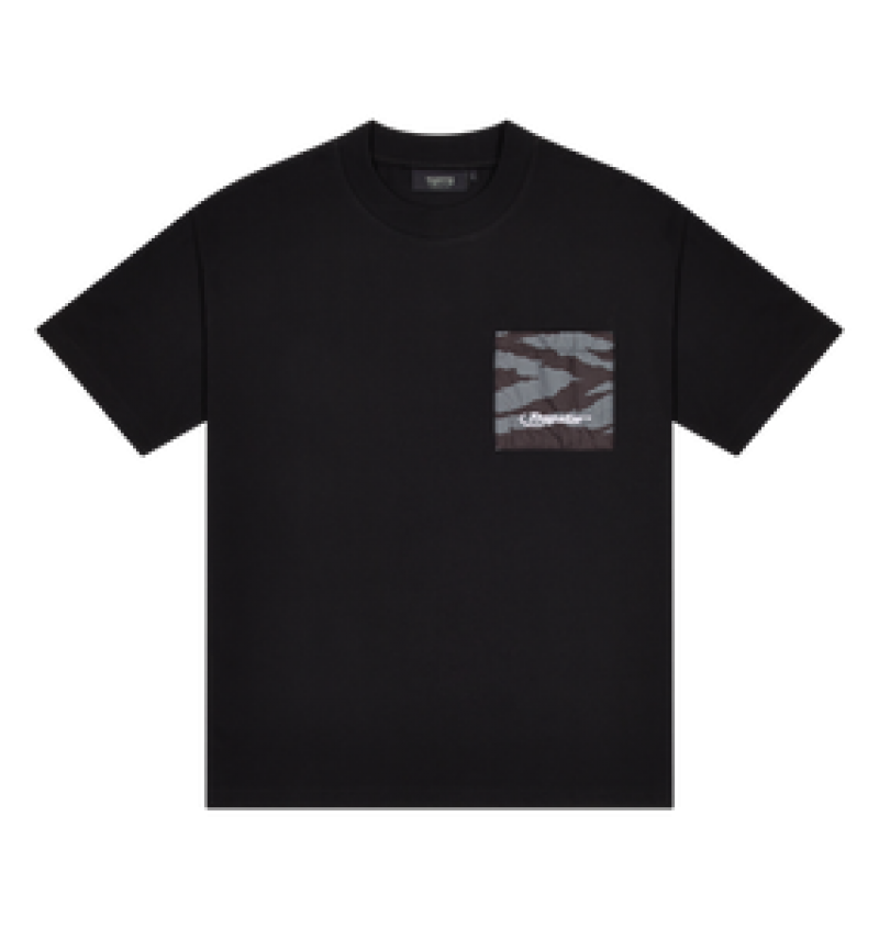 Trapstar Hyperdrive Pocket Tee Black/Grey Tiger Camo | HCQK50284