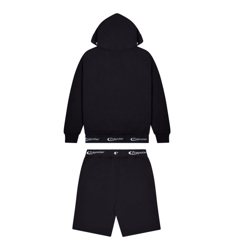 Trapstar Hyperdrive Rib Hoodie Shorts Set Black | PCYL10356