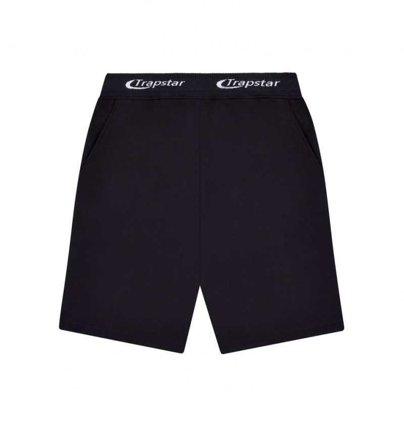 Trapstar Hyperdrive Rib Hoodie Shorts Set Black | PCYL10356