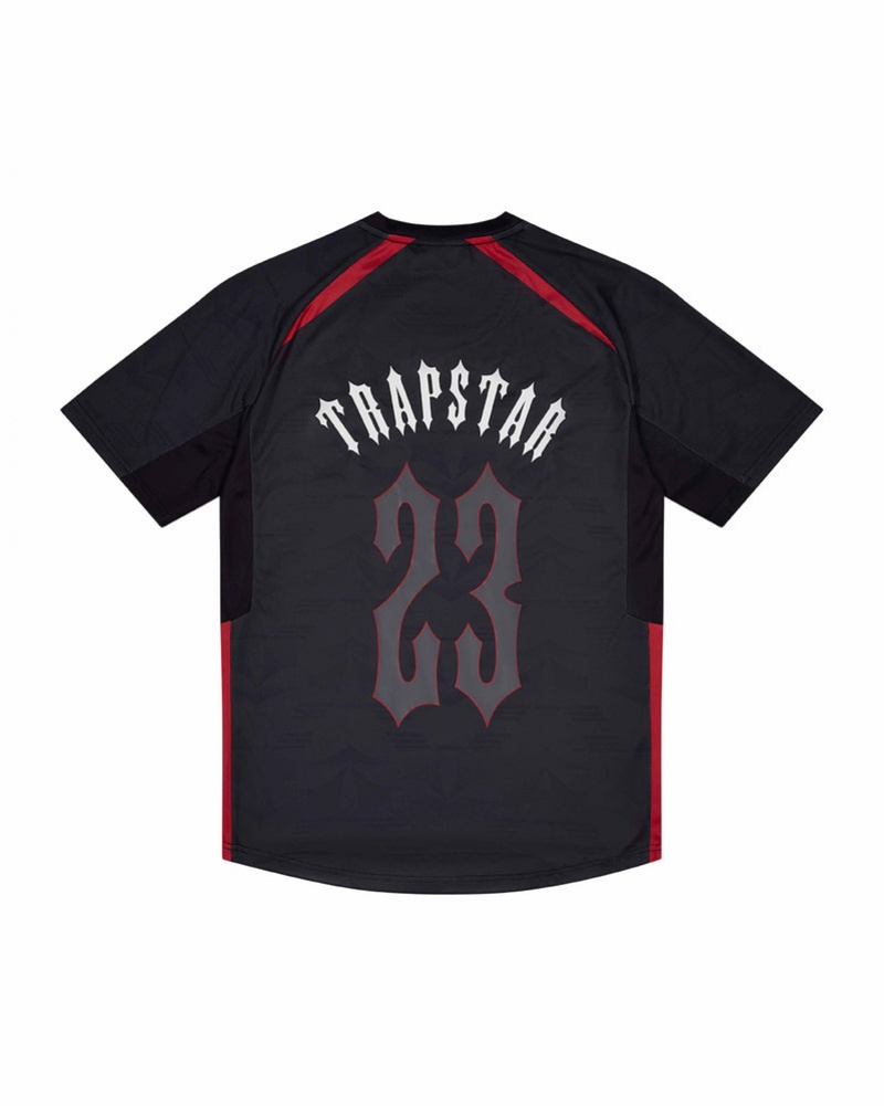 Trapstar Irongate Football Jersey Black/Red | ELFI34279