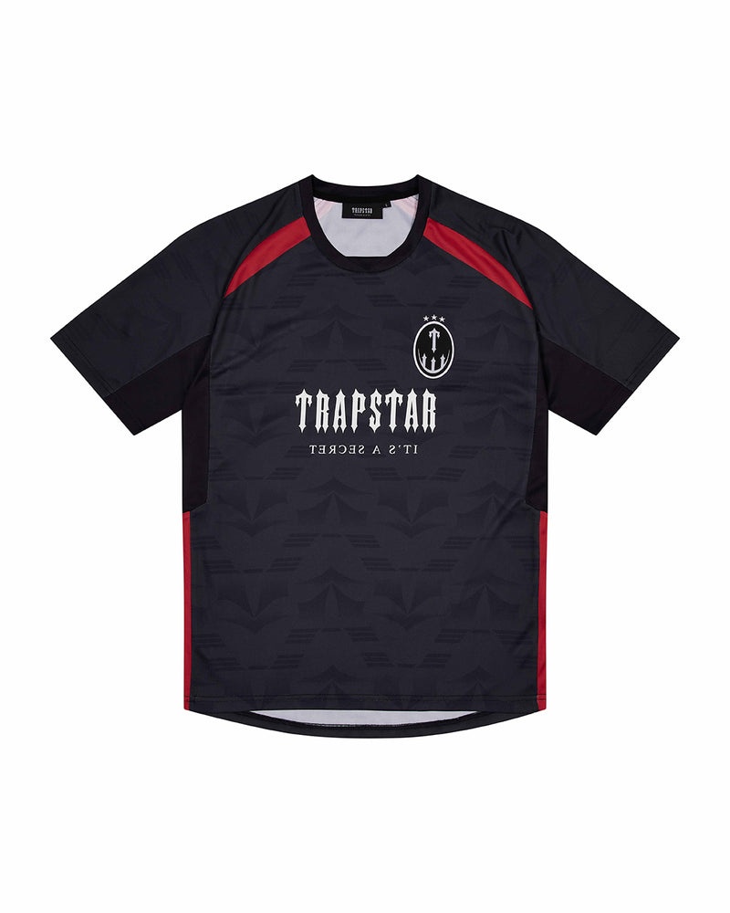 Trapstar Irongate Football Jersey Black/Red | ELFI34279