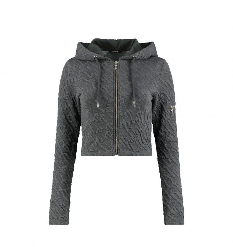 Trapstar Jacquard Fitted Zip Hoodie Grey | RGVS04361