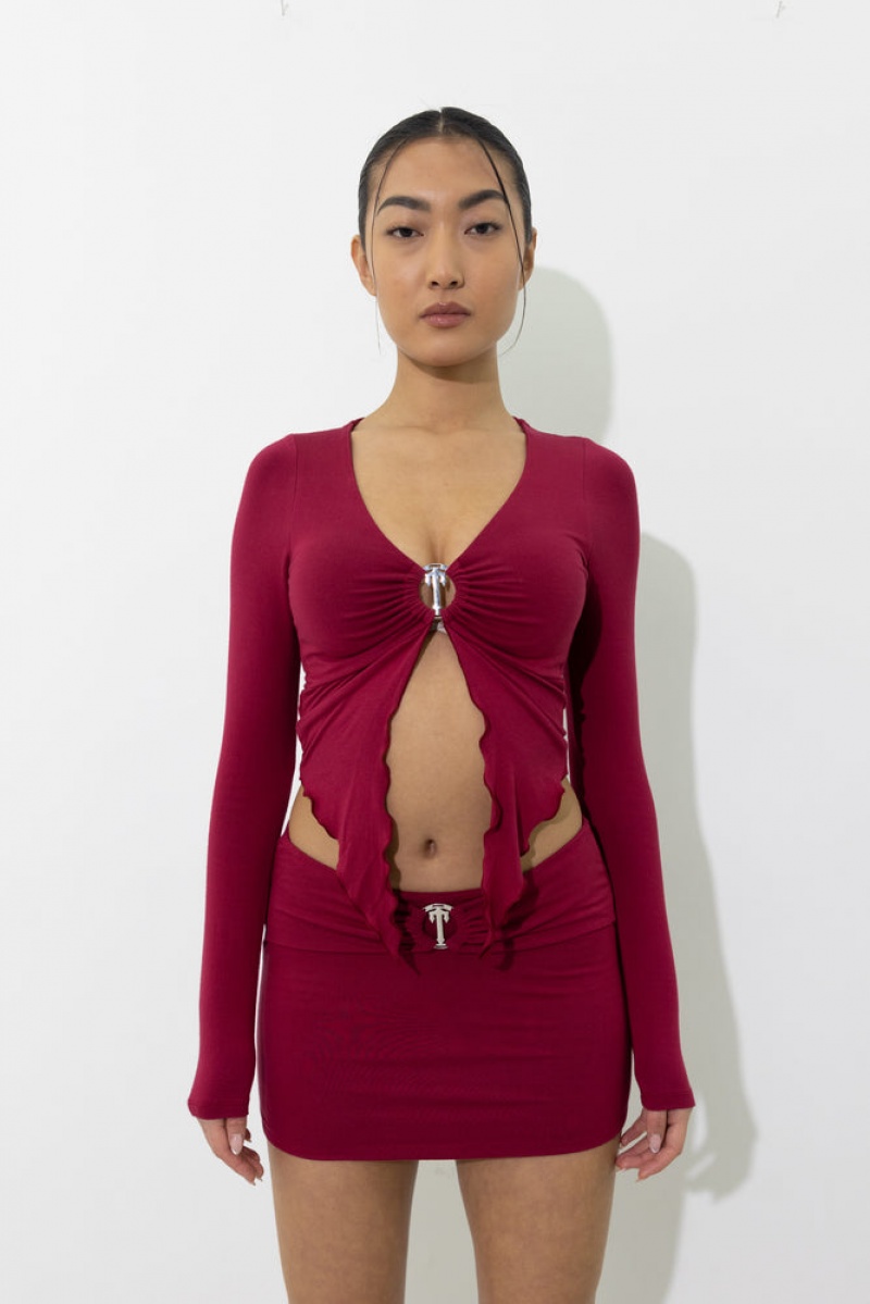 Trapstar Long Sleeve Wing Hem Bralette Red | NRTK15379