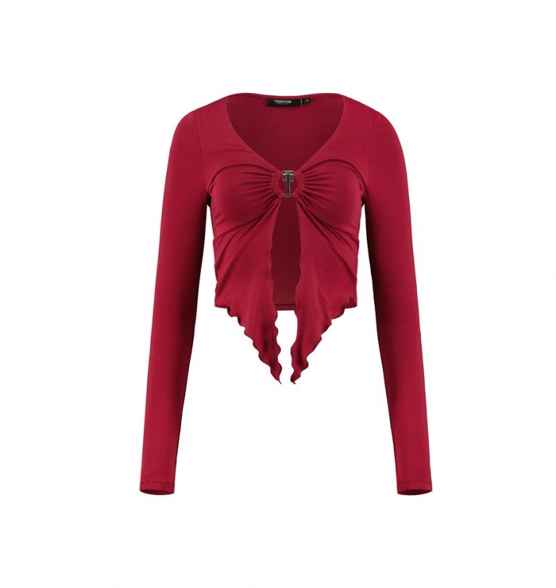 Trapstar Long Sleeve Wing Hem Bralette Red | NRTK15379