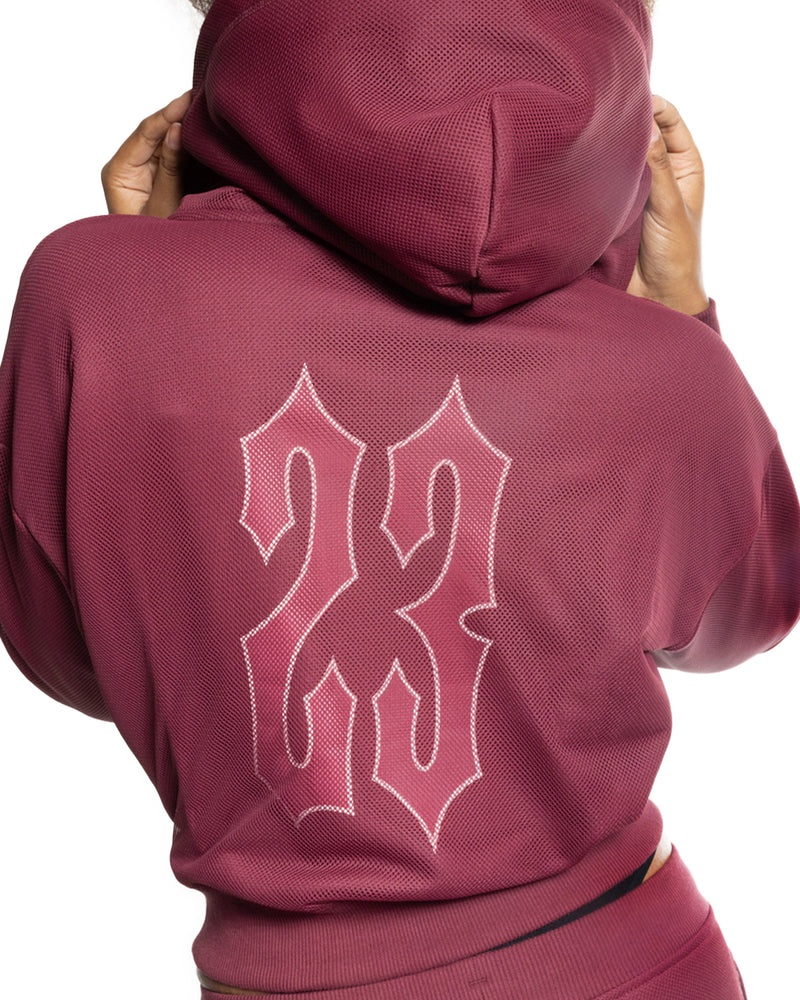 Trapstar Mesh Irongate Arch Hoodie Burgundy | VQKB14926