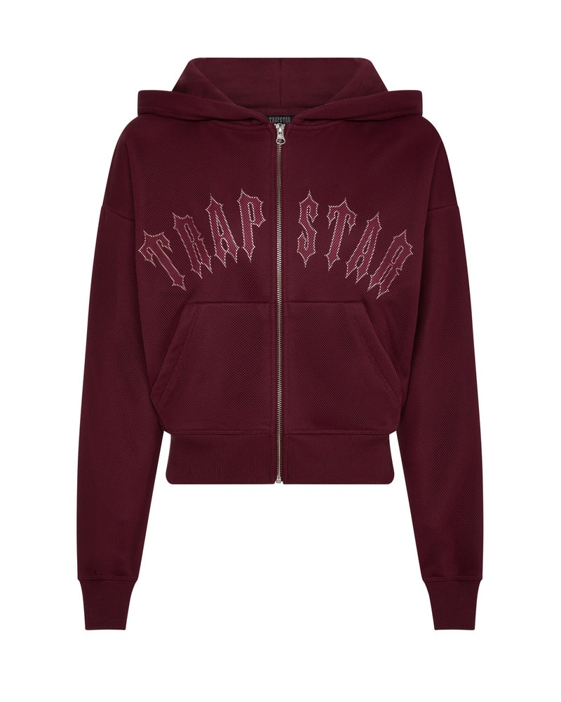 Trapstar Mesh Irongate Arch Hoodie Burgundy | VQKB14926