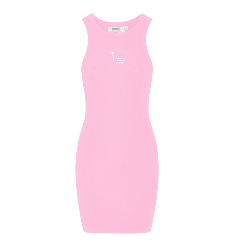 Trapstar Script Racer Dress Pink | BQCO34921