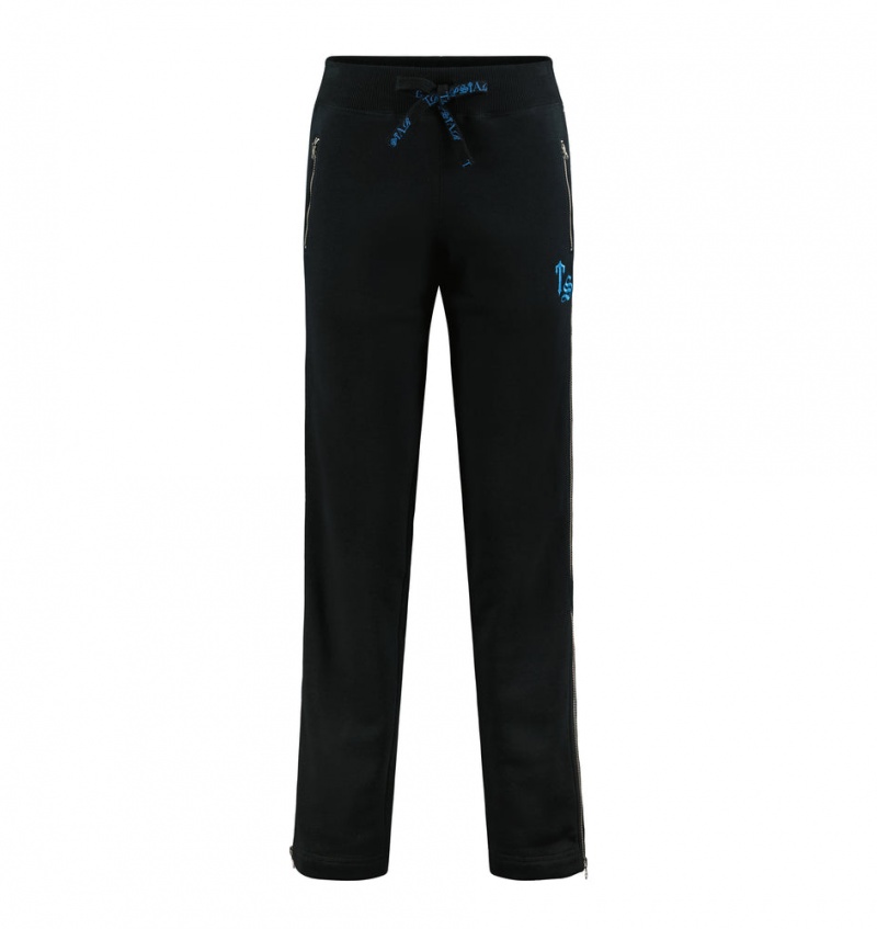 Trapstar Script Zip Leg Jogging Bottoms Black/Turquoise | UXMQ94863