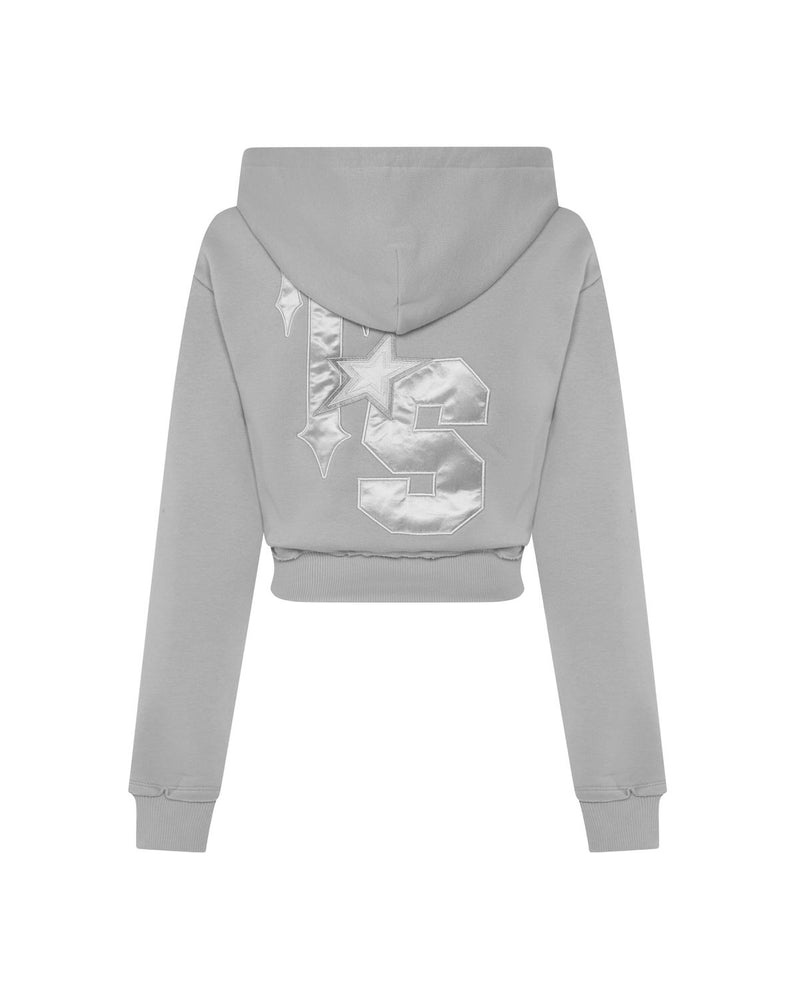 Trapstar TS-Star Silver Satin Applique Hoodie Grey | SPGX97821