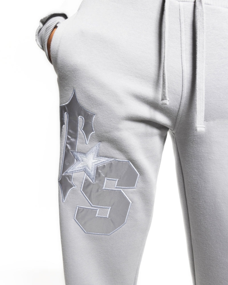 Trapstar TS-Star Silver Satin Applique Loose Fit Joggers Grey | CNOX42596