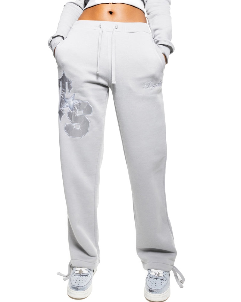 Trapstar TS-Star Silver Satin Applique Loose Fit Joggers Grey | CNOX42596