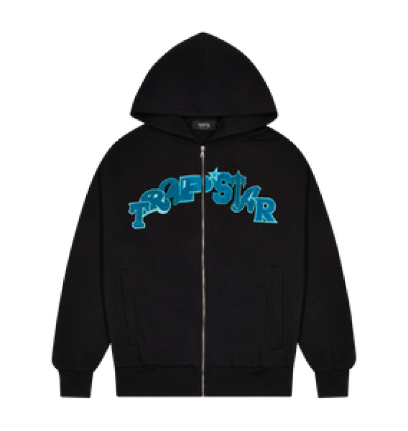 Trapstar Wildcard Chenille Hoodie Black/Teal | AEDZ39516