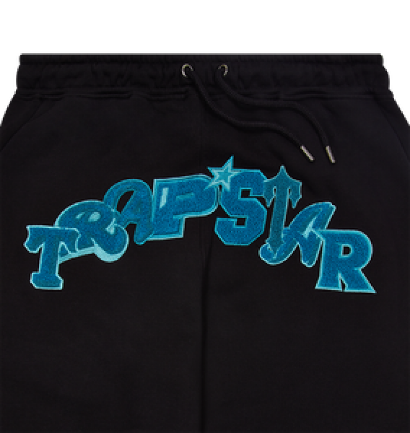 Trapstar Wildcard Jogging Bottoms Black/Teal | QBPA80917