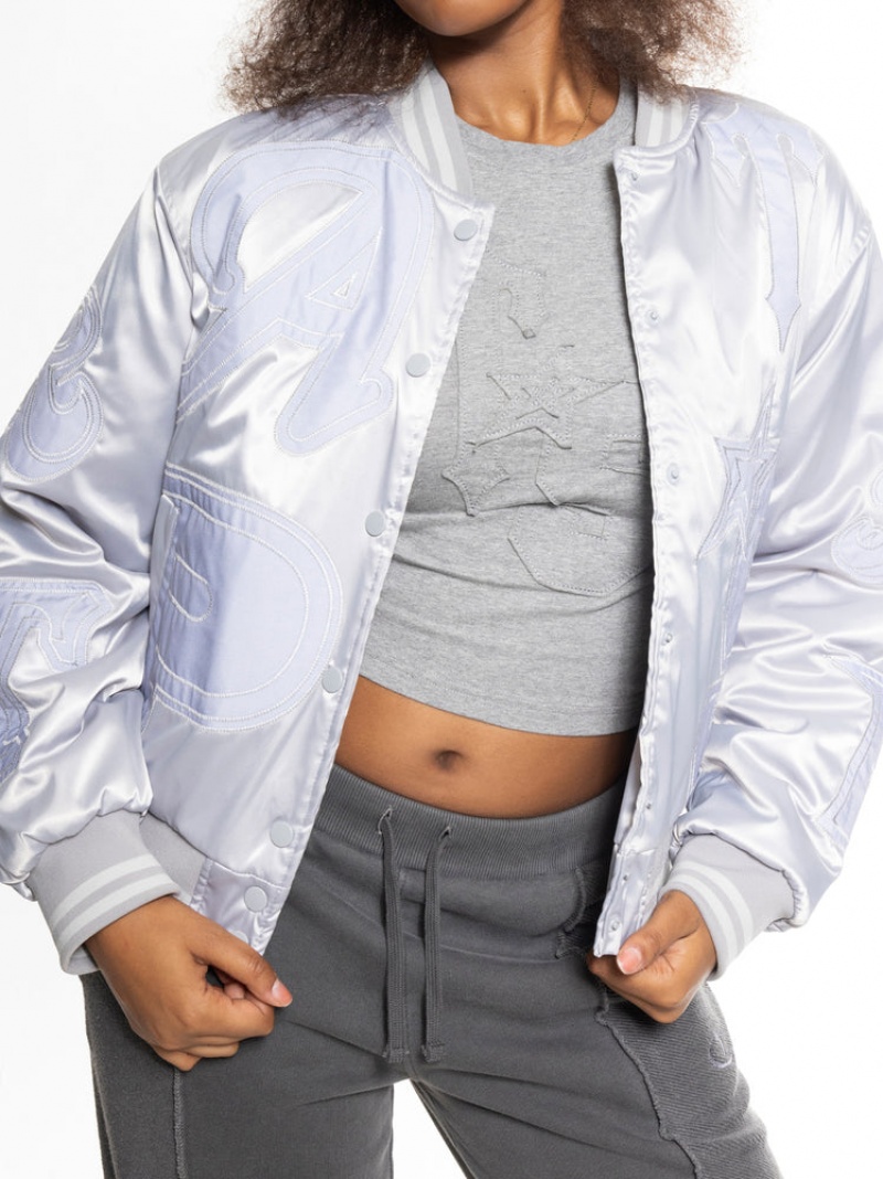 Trapstar Wildcard Stadium Jacket Silver | CVYP95643